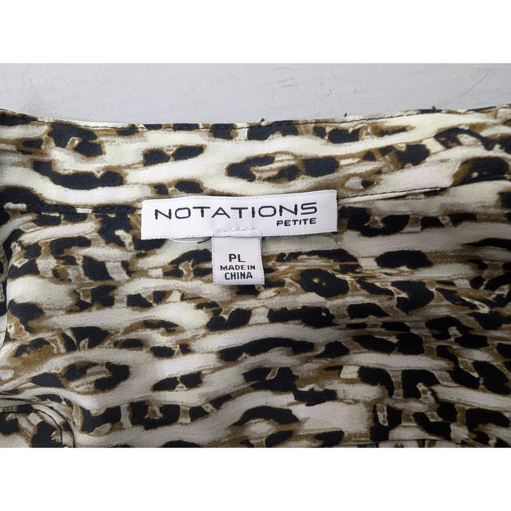 Notations Petite Leopard Print Button Down Long S… - image 2